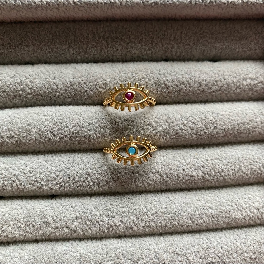 Evil Eye Modern Design Ring (Adjustable) - Picture 7 of 12